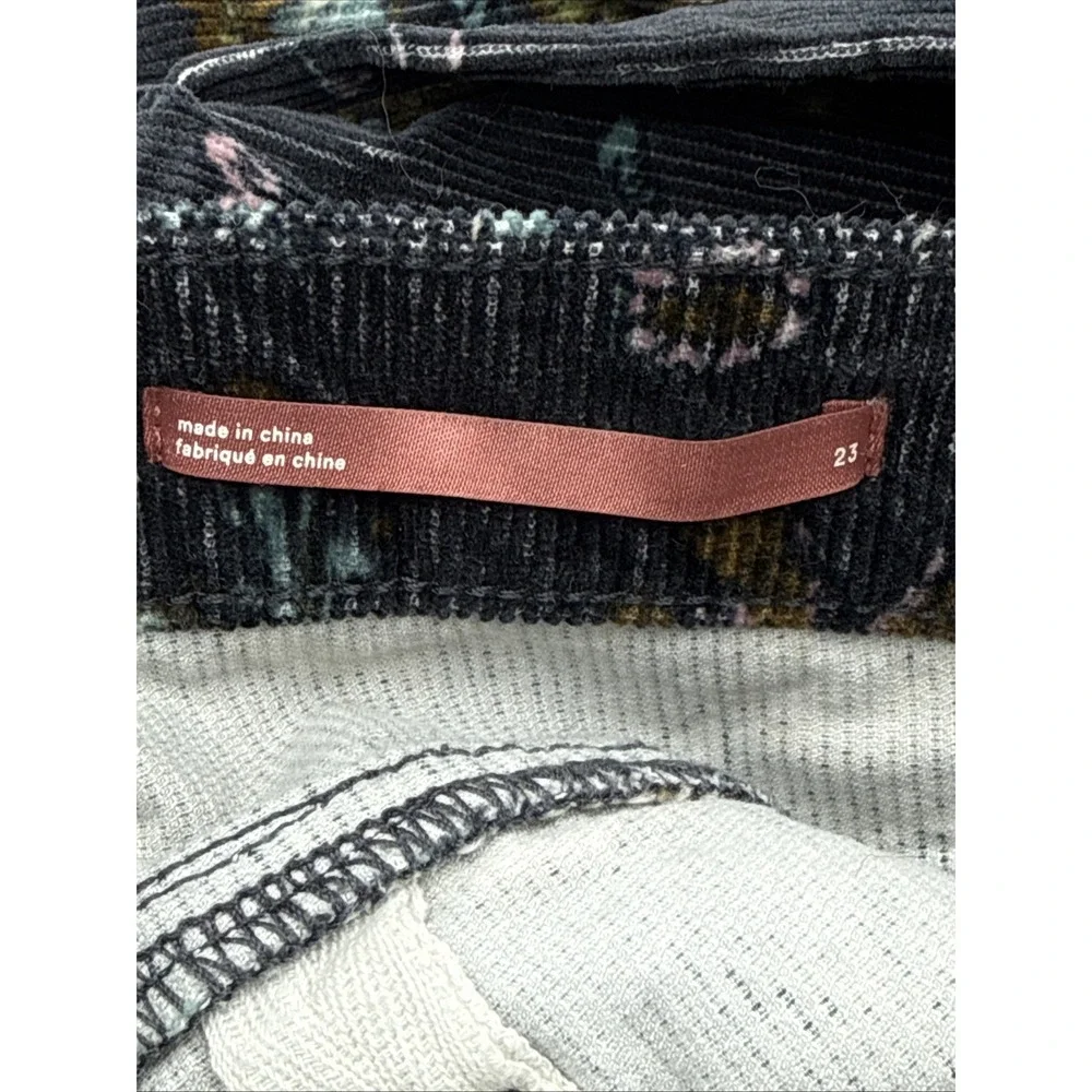 Anthropologie Pilcro The Icon Flare Low Rise Navy Corduroy Print Jeans Size 23 - Picture 9 of 13